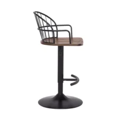 Edward Adjustable Walnut Glazed Bar Stool In Black Powder Coated Finish -Gourmet Interiors ecefc1eb 0708 4ff2 8abb 6f4b713374bc