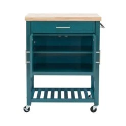 The Curated Nomad Coyote Teal Kitchen Cart - Teal -Gourmet Interiors ed3f4268 e4a4 4599 9b1f 49734a9e72c1
