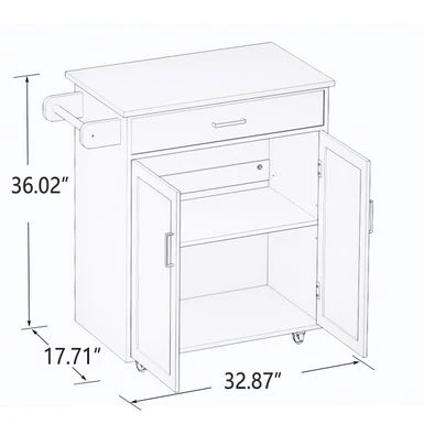 Nestfair White Kitchen Cart With Towel Rack And Shelves - White 11 Nestfair White Kitchen Cart With Towel Rack And Shelves - White - Image 9