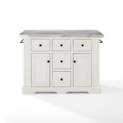 Julia Stainless Steel Top Kitchen Island - 50 "W X32 "D X 36 "H - Stationary - White - Stainless Steel -Gourmet Interiors edb3356f d17a 48f4 bcba ed9126ff19da