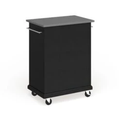 Compact Black Wood And Stainless Steel Portable Kitchen Island - N/A - Kitchen Cart - Wood - Black -Gourmet Interiors ee0e2c15 deaa 4afe aa6a ebca457d0c57
