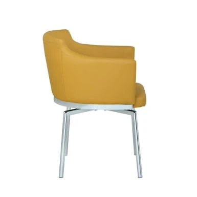 Somette Davis Round Glass Dining Set With Mustard Swivel Club Chairs - Mustard 10 Somette Davis Round Glass Dining Set With Mustard Swivel Club Chairs - Mustard - Image 8