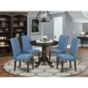 5Pc Small Round Dining Set - A Table And 4 Kitchen Chairs Upholstered With Linen Fabric (Finish Options Available) - ANBA5-CAP-21 -Gourmet Interiors ee7ea046 ce7a 49e1 8457 e11fa82ba0fd