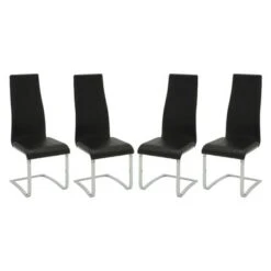 Set Of 4 Side Chairs With Metal Legs - Black