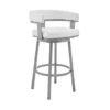 Cohen 26" Counter Height Swivel Bar Stool In Silver Finish With White Faux Leather -Gourmet Interiors eeaae5da fb82 4dbb 9850 1b683493ccf2