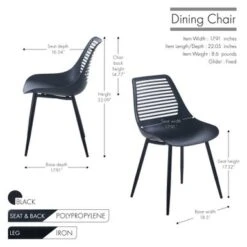 Porthos Home Ebrill Dining Chairs Set Of 2, Plastic Shell, Iron Legs - Black 27 Porthos Home Ebrill Dining Chairs Set Of 2, Plastic Shell, Iron Legs - Black -Gourmet Interiors eebc501b 507d 42db b9a2 4c85d3c064c7