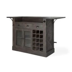 Cheers Dark Brown Solid Wood W/Wine Bottle Storage Kitchen Island - 67.8L X 29.0W X 42.5H - Dark Brown