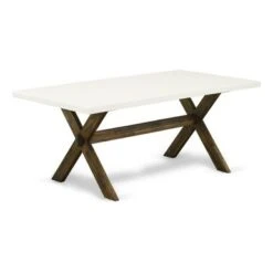 Dining Table Set Include A Dining Table And Parson Chairs With Dark Khaki Fabric Seat - Linen White Finish (Pieces Option) - X727MZ716-7 -Gourmet Interiors ef1dda09 bb66 4cd3 8135 751a5ac579ce