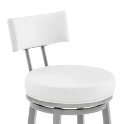 Dalza 26" Swivel Counter Stool In Cloud Finish With White Faux Leather -Gourmet Interiors ef8e9ddc e6c6 4ab6 b996 f20d9e282f29