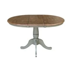 36" Round Top Pedestal Table With 12" Leaf - Distressed Hickory/Stone - Dining Height -Gourmet Interiors efdab06d f05c 4e73 82fa f9435e1691bf
