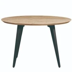 LeisureMod Ravenna Round Wood 47" Dining Table With Metal Legs - Ebony -Gourmet Interiors eff78441 aed0 4791 9903 8f354970107e