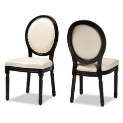 Baxton Studio Louis Traditional & French Inspired Wood Dining Chair Set(2PC) - Grey, White -Gourmet Interiors f00fe659 9786 4eba 955b 844030891e22