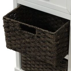 Rustic Storage Cabinet With Two Drawers And Four Classic Rattan Basket - N/A - White Washed -Gourmet Interiors f0236f4b 4fa8 45f1 b13e 3e105cba12c7