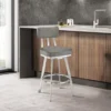 Jinab Swivel Bar Stool In Brushed Stainless Steel With Grey Faux Leather -Gourmet Interiors f024604d 2745 45ba 884f 2a7e0b433823