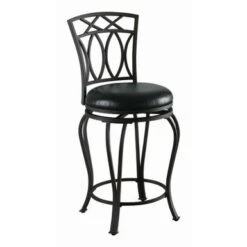 Upholstered Swivel Counter Height Stool Black