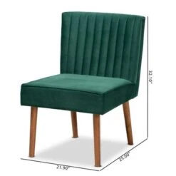 Baxton Studio Alvis Mid-Century Velvet Upholstered Dining Chair - Emerald Green, Walnut Brown -Gourmet Interiors f06d9d33 43ac 4f6d 9202 3a5eef27c43a