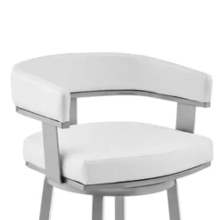 Cohen 26" Counter Height Swivel Bar Stool In Silver Finish With White Faux Leather -Gourmet Interiors f089d4ae 91c0 403b a323 c26c27fd915e