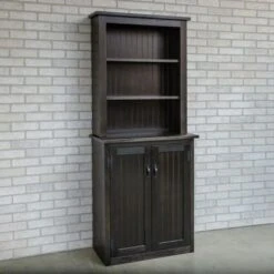 72-inch Tall Lodge Style China Cabinet With 3 Display Shelves And 2 Doors - White & Espresso Top -Gourmet Interiors f09f4f6f 8afd 4bfa 922e 6a93b31f3aad