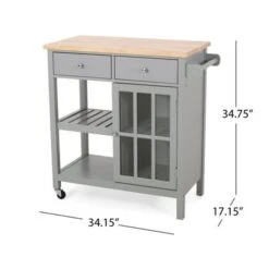 Byway Contemporary Kitchen Cart With Wheels By Christopher Knight Home - Black + Natural -Gourmet Interiors f0cdef0e 6679 4e2e af17 1c82e8e4ad6f