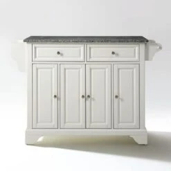 LaFayette Solid Granite Top Kitchen Island In White Finish - Stationary - White -Gourmet Interiors f15eafc6 5684 46e0 8b70 becda48ac7ab