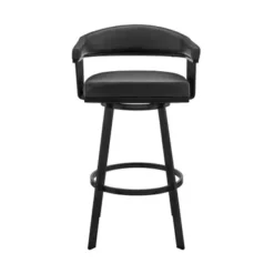 Bronson 25" Counter Height Swivel Bar Stool In Black Finish And Black Faux Leather -Gourmet Interiors f2612fc7 0593 4044 af75 eafc8dfcd89a