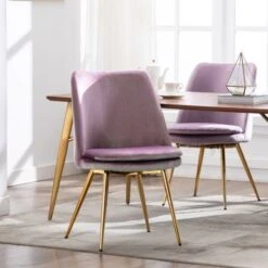 Porthos Home Tori Velvet Gold Legs Kitchen Dining Room Chair - Pink -Gourmet Interiors f364231e 58b0 40a3 816f 3b02f0ac8740
