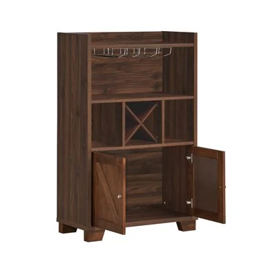 Monita Wooden 4 Bottle Wine Cabinet By Christopher Knight Home - Walnut/ Dark Brown 5 Monita Wooden 4 Bottle Wine Cabinet By Christopher Knight Home - Walnut/ Dark Brown - Image 3
