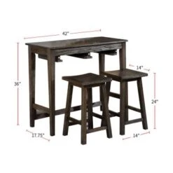 3 Piece Bar Table Set With Two Stools - Antique Teal, Gray -Gourmet Interiors f3cf99b7 2439 4ccc ae9f 23d79e4df7f2