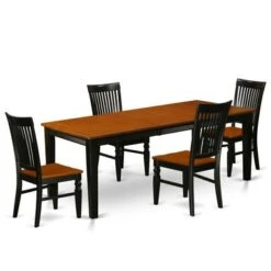 Kitchen Table Set - A Dining Table And Wood Seat Kitchen Chairs (Finish & Pieces Options) - QUWE5-BCH-W -Gourmet Interiors f415eed0 e061 4783 bf8e 625495924463