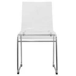 LeisureMod Lima Modern Acrylic Dining Chair With Chrome Base - Clear -Gourmet Interiors f41f4e85 f28c 417d a095 e9d5845fd0a8