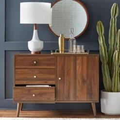 Carson Carrington Horsens 3-Drawer Mid-Century Modern Buffet/Sideboard - Walnut -Gourmet Interiors f4716bd0 edb2 4d28 a777 f9fcb9212152