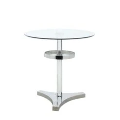 Somette 4304 Glass And Acrylic Counter Table - Silver - Silver
