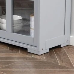 HOMCOM Modern Kitchen Sideboard, Stackable Storage Cabinet, Sliding Glass Door Console, Cupboard Serving Buffet For Kitchen - Black -Gourmet Interiors f54bc9bf 5082 43dd 81d3 23c197ff779b