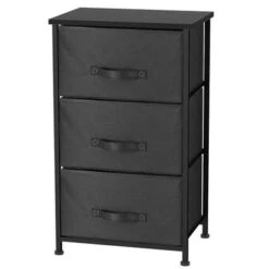 Home Basics Black 3-Drawer Storage Organizer - 17.7'' X 1.8'' X 28.7'' (45 X 30 X 73 Cm) - Black