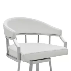 Palmdale Swivel Modern White Faux Leather 30" Bar Stool In Brushed Stainless Steel Finish -Gourmet Interiors f5d6b894 9b1f 48fd 9361 a181afbe2ae8
