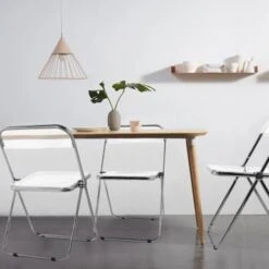 Modern Transparent Acrylic Folding Chair With Metal Frame - Set Of 4 - Pink -Gourmet Interiors f60a6eb2 e71e 4472 aa9b b877933d6858