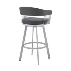 Chelsea 29" Slate Grey Faux Leather And Silver Metal Bar Stool -Gourmet Interiors f617bebd 1e2b 4d88 973f 3b614bb3e71c