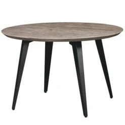 LeisureMod Ravenna Round Wood 47" Dining Table With Metal Legs - Ebony -Gourmet Interiors f6300c6c f577 47e1 a51b 13737c243c14