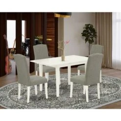 Wood Dinette Set - Butterfly Leaf Dining Table And Nail Head Parsons Dining Room Chairs (Color, Upholstered & Pieces Options) - NOEN5-LWH-78 -Gourmet Interiors f6b9d37f 5884 446c 80c1 90b369e93ecc