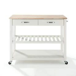 Natural Wood Top Kitchen Cart/ Island With Optional Stool Storage In White Finish - N/A - Kitchen Cart - Wood - White 11 Natural Wood Top Kitchen Cart/ Island With Optional Stool Storage In White Finish - N/A - Kitchen Cart - Wood - White -Gourmet Interiors f70678b9 e4bc 4653 8feb 4af09dd73a85