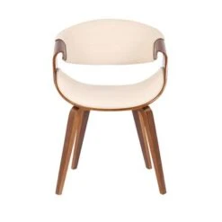 Carson Carrington Kanteborg Faux Leather/Wood Dining Chair - Cream/Walnut Wood -Gourmet Interiors f734ae43 f2e3 4fe1 9a4f 57fc776e3f10