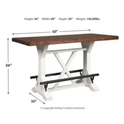 White/Brown Valebeck Rectangular Dining Room Counter Table -Gourmet Interiors f7a477e0 420e 4043 9fd0 0e717cc97051