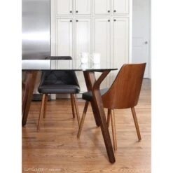 Carson Carrington Arvika Mid-century Modern Walnut Wood Dining Chair - N/A - White -Gourmet Interiors f8767437 ca2b 46ac 88c4 e0bb09989818