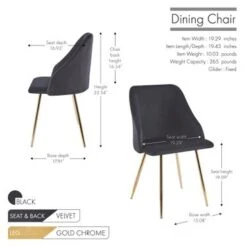 Porthos Home Pema Dining Chairs Set Of 2, Velvet, Gold Chrome Legs - Grey -Gourmet Interiors f89809df 5253 4bca b7e4 044ff111475e