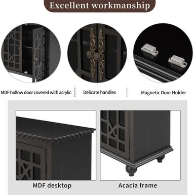 Merax 4 Acrylic Doors Sideboard With Adjustable Height Shelves - Black 8 Merax 4 Acrylic Doors Sideboard With Adjustable Height Shelves - Black - Image 6