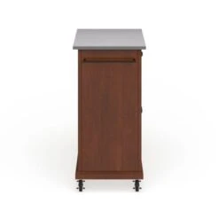 Compact Stainless Steel Top Cherry Portable Kitchen Cart - N/A - Kitchen Cart - Wood - Cherry -Gourmet Interiors f8b8aa3a a9d6 4093 aaff d388eefff247