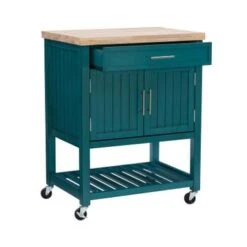 The Curated Nomad Coyote Teal Kitchen Cart - Teal -Gourmet Interiors f8ea9be0 e6f2 45ce 989f 29c164cdbf1d
