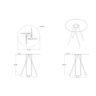 Somette Benz 47" Round Glass Table With Tapered Art Deco Base - Silver 9 Somette Benz 47" Round Glass Table With Tapered Art Deco Base - Silver - Image 7