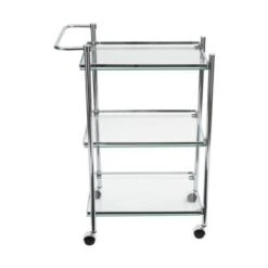Organize It All Tempered Glass Rolling Serving Cart - 12.76 X 20.76 X 29.88" - Serving Cart - Silver -Gourmet Interiors f91f88d9 7307 4651 aa4f 5ed0dce9352c
