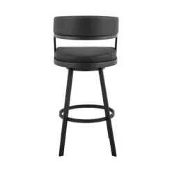 Saturn 30" Bar Height Swivel Black Faux Leather And Metal Bar Stool -Gourmet Interiors f96c384e 27f1 4535 9b9f e42d3ffcf16f